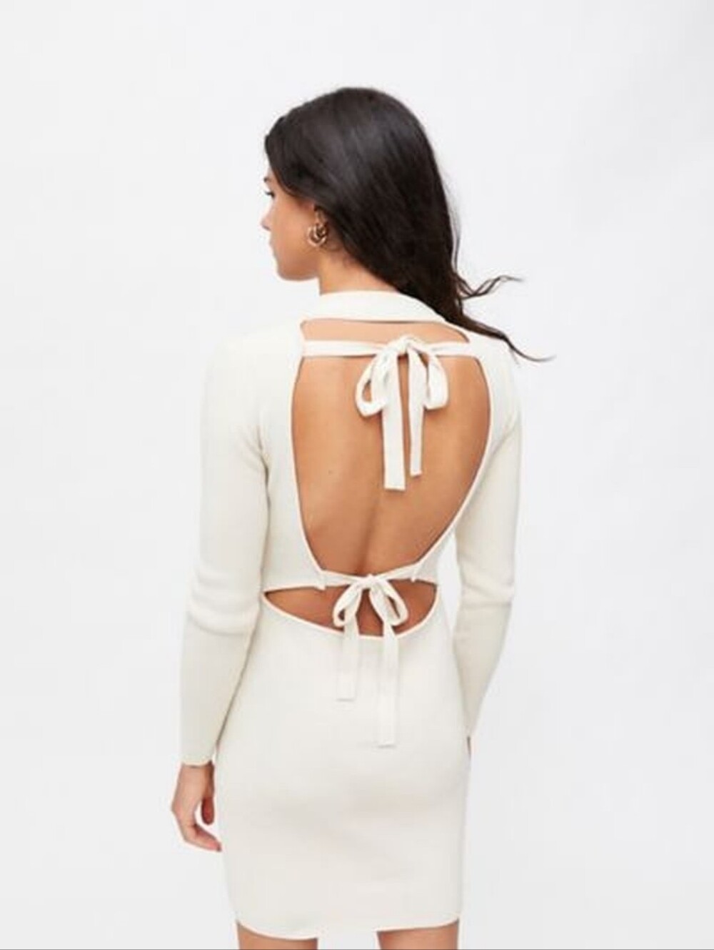 Milk It Cream Ribbed Open Back Dress